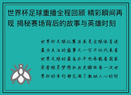 世界杯足球重播全程回顾 精彩瞬间再现 揭秘赛场背后的故事与英雄时刻 世界杯足球重播全程回顾 精彩瞬间再现 揭秘赛场背后的故事与英雄时刻